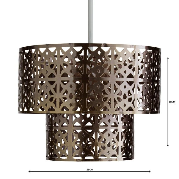 Cut Out 2 Tier Antique Brass Easy Fit Pendant Shade 4 Cut Out 2 Tier Antique Brass Easy Fit Pendant Shade - Image 4