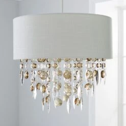 Mila Ivory Jewel Shade Easy Fit Pendant Shade 6 Mila Ivory Jewel Shade Easy Fit Pendant Shade -Dunelm Cheap Lighting Store 1000084151 alt01