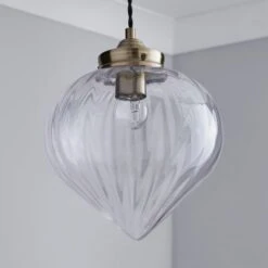 Rio Voyager Ribbed Glass Pendant Light -Dunelm Cheap Lighting Store 1000112039 alt01