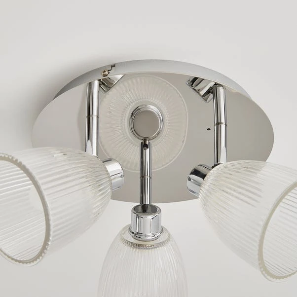 Bremont 3 Light Ribbed Glass Bathroom Semi Flush Spotlight 4 Bremont 3 Light Ribbed Glass Bathroom Semi Flush Spotlight - Image 4