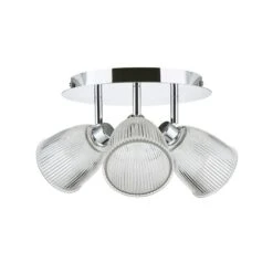 Bremont 3 Light Ribbed Glass Bathroom Semi Flush Spotlight 13 Bremont 3 Light Ribbed Glass Bathroom Semi Flush Spotlight -Dunelm Cheap Lighting Store 1000137363 alt05