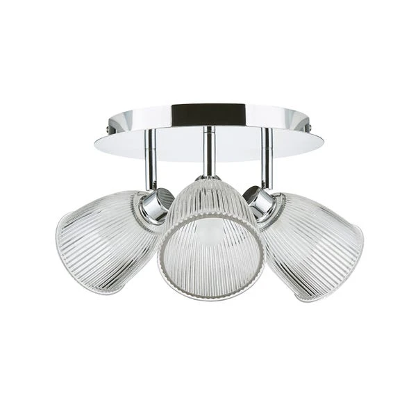 Bremont 3 Light Ribbed Glass Bathroom Semi Flush Spotlight 6 Bremont 3 Light Ribbed Glass Bathroom Semi Flush Spotlight - Image 6