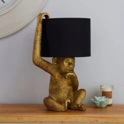 Odisha Resin Monkey Gold Table Lamp 7 Odisha Resin Monkey Gold Table Lamp -Dunelm Cheap Lighting Store 1000139185 alt01