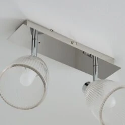 Bremont 2 Light Ribbed Glass Bathroom Semi Flush Spotlight Bar -Dunelm Cheap Lighting Store 1000157769 alt03
