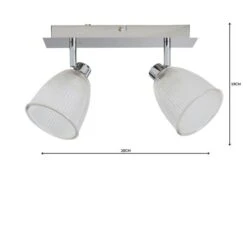 Bremont 2 Light Ribbed Glass Bathroom Semi Flush Spotlight Bar -Dunelm Cheap Lighting Store 1000157769 alt04