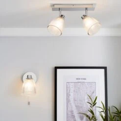 Bremont 2 Light Ribbed Glass Bathroom Semi Flush Spotlight Bar -Dunelm Cheap Lighting Store 1000157769 alt08