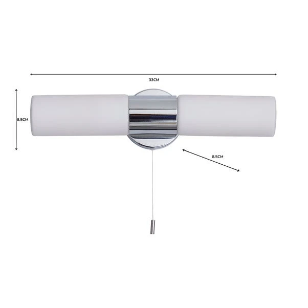 Porto Bathroom 2 Light Wall Light Chrome 6 Porto Bathroom 2 Light Wall Light Chrome - Image 6