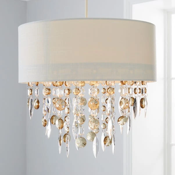 Mila Ivory Jewel Shade Easy Fit Pendant Shade 1 Mila Ivory Jewel Shade Easy Fit Pendant Shade