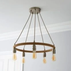 Shelley Rope 5 Light Hoop Ceiling Light -Dunelm Cheap Lighting Store 30730532 alt01
