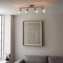 Delavin 4 Light Satin Nickel Semi Flush Spotlight Bar -Dunelm Cheap Lighting Store 30754843 alt02