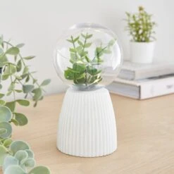 Faux Terrarium Ribbed Battery Table Lamp -Dunelm Cheap Lighting Store 30833934