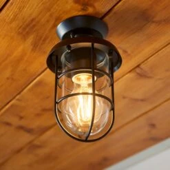 Barker Industrial Indoor Outdoor Flush Ceiling Light -Dunelm Cheap Lighting Store 30869648
