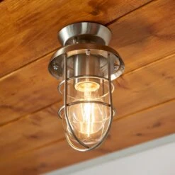 Barker Industrial Indoor Outdoor Flush Ceiling Light