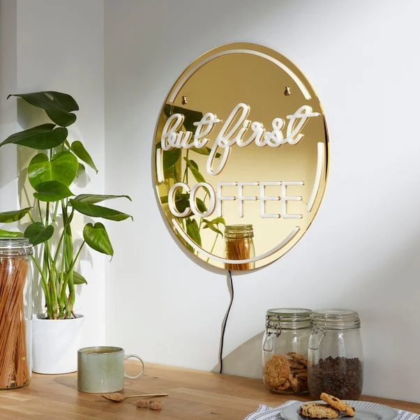 But First Coffee Indoor Outdoor Mirrored Neon Sign 1 But First Coffee Indoor Outdoor Mirrored Neon Sign