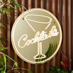 Cocktail Indoor Outdoor Mirrored Neon Sign -Dunelm Cheap Lighting Store 30873115 alt02