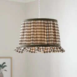 Carys Frilled Gingham Drum Lamp Shade 25 Carys Frilled Gingham Drum Lamp Shade -Dunelm Cheap Lighting Store 30923635