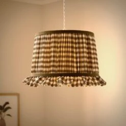 Carys Frilled Gingham Drum Lamp Shade 26 Carys Frilled Gingham Drum Lamp Shade -Dunelm Cheap Lighting Store 30923635 alt01