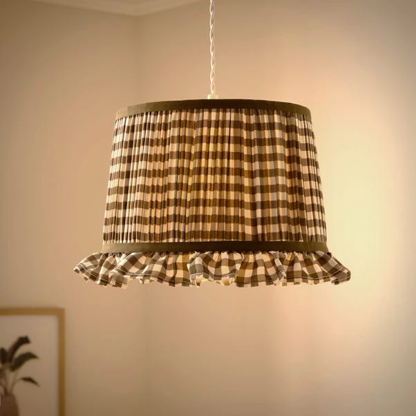 Carys Frilled Gingham Drum Lamp Shade 7 Carys Frilled Gingham Drum Lamp Shade - Image 7