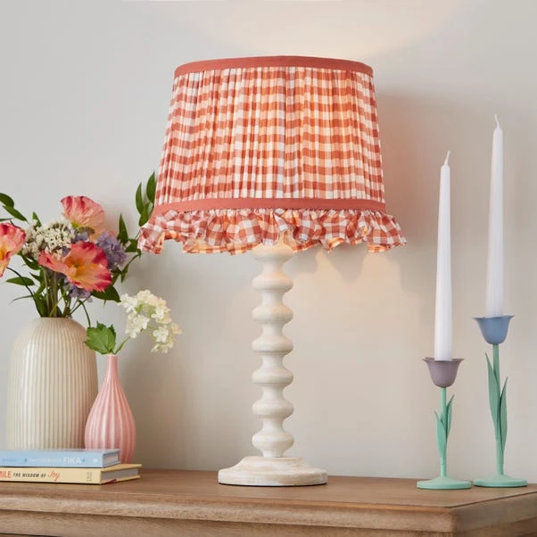 Carys Frilled Gingham Drum Lamp Shade 4 Carys Frilled Gingham Drum Lamp Shade - Image 4