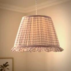 Carys Frilled Gingham Lamp Shade -Dunelm Cheap Lighting Store 30923637 alt01
