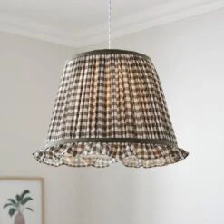 Carys Frilled Gingham Lamp Shade -Dunelm Cheap Lighting Store 30923639