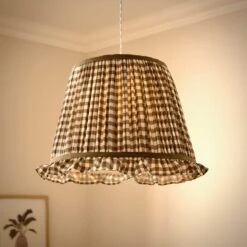 Carys Frilled Gingham Lamp Shade -Dunelm Cheap Lighting Store 30923639 alt01