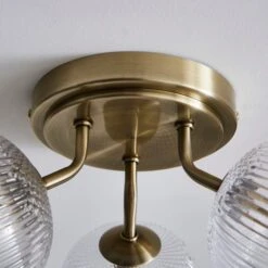Cassia Ribbed 3 Light Semi Flush Ceiling Light -Dunelm Cheap Lighting Store 30923689 alt02