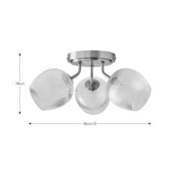 Cassia Ribbed 3 Light Semi Flush Ceiling Light -Dunelm Cheap Lighting Store 30923689 alt08