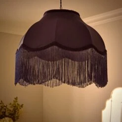 Carmona Fringed Satin Lamp Shade 21 Carmona Fringed Satin Lamp Shade -Dunelm Cheap Lighting Store 30923737 alt01