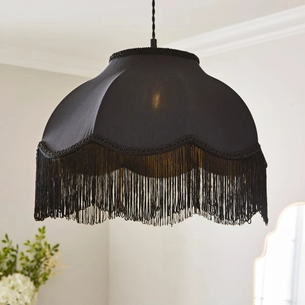 Carmona Fringed Satin Lamp Shade 1 Carmona Fringed Satin Lamp Shade
