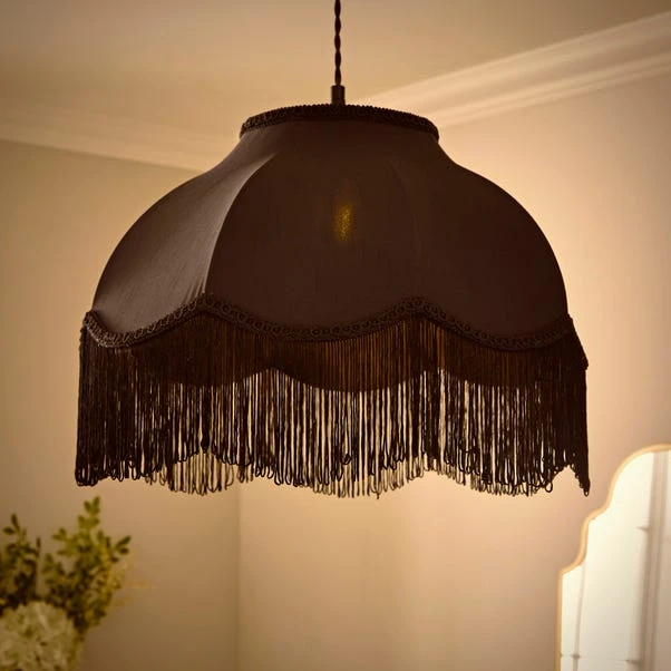 Carmona Fringed Satin Lamp Shade 2 Carmona Fringed Satin Lamp Shade - Image 2