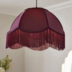 Carmona Fringed Velvet Lamp Shade -Dunelm Cheap Lighting Store 30923740