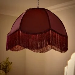 Carmona Fringed Velvet Lamp Shade -Dunelm Cheap Lighting Store 30923740 alt01